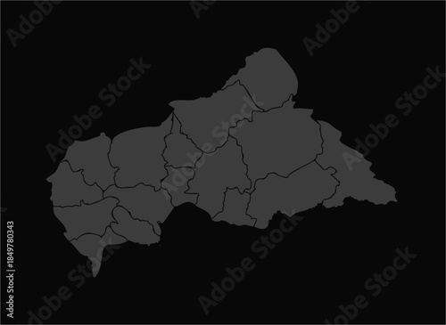 Gray Central African Republic map on black background