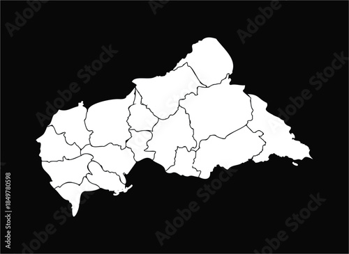 Outline Central African Republic map on black background
