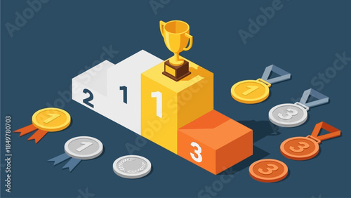 A blue ribbon with a checkmark icon symbolizing approval and validation on a white background from a straightforward viewpoint.