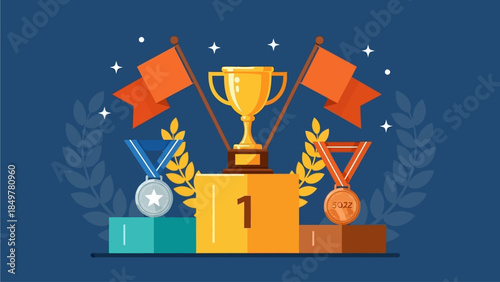 A blue ribbon with a checkmark icon symbolizing approval and validation on a white background from a straightforward viewpoint.