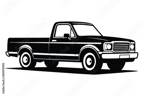 pickup truck silhouette line art vector illustration