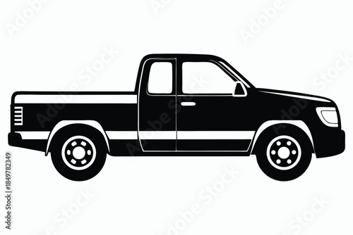 pickup truck silhouette line art vector illustration