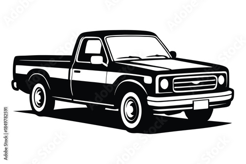 pickup truck silhouette line art vector illustration