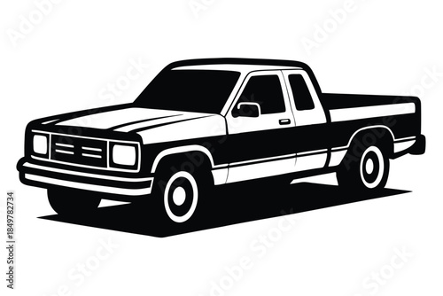 pickup truck silhouette line art vector illustration