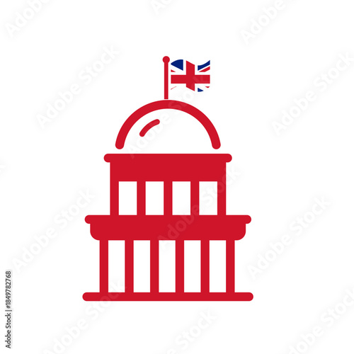 United Kingdom Flag Capital Bulding With Icon