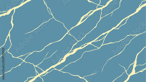 A striking abstract pattern featuring winding pale yellow lines against a deep teal blue background