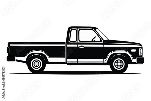pickup truck silhouette line art vector illustration