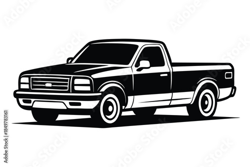 pickup truck silhouette line art vector illustration
