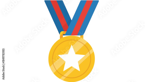 A blue ribbon with a checkmark icon symbolizing approval and validation on a white background from a straightforward viewpoint.