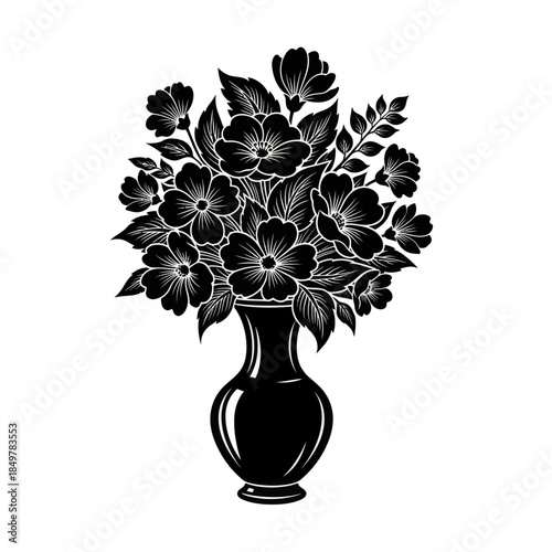 Elegant black and white floral arrangement in a classic vase for sophisticated decor