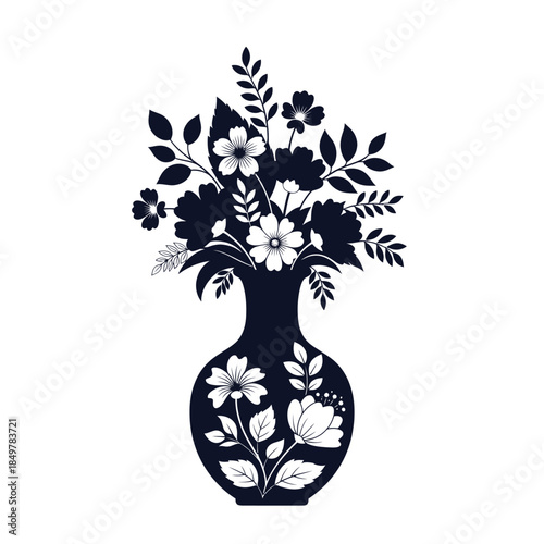 Elegant floral silhouette in a stylized vase emphasizing botanical harmony and artistic design