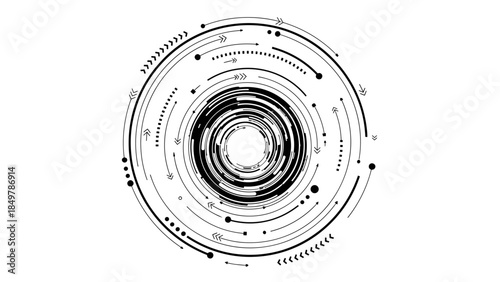 Black and White Circular Pattern Design.