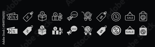 Discount icon set. Price tags and promotion symbol. Vector illustration.