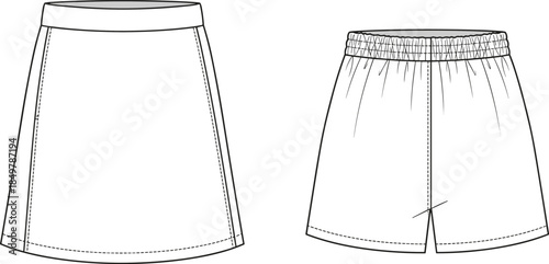 Technical Flat Fashion Drawing of a Yellow Raincoat or Rain Jacket with Hood, Snap Buttons, and Front Pockets, Vector Template.