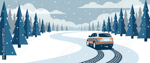 winter road in the snow