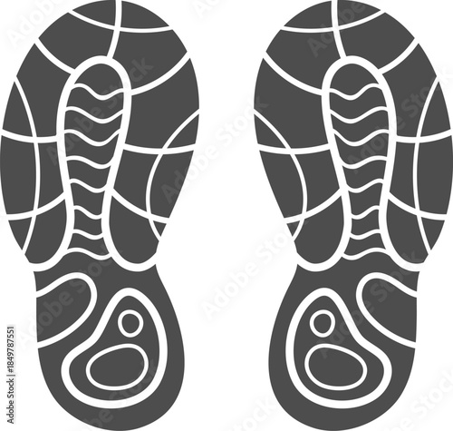 Pair of footprints creating path walking symbol
