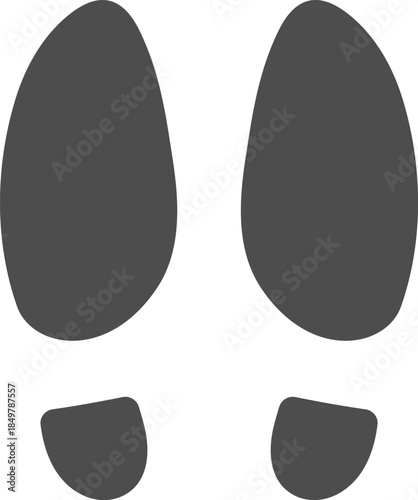 Footprints marking direction or following a path