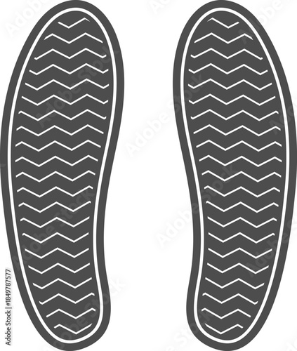 Pair of shoe prints showing walking direction path