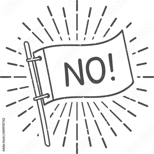 Flag waving NO. concept with distressed texture