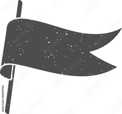 Distressed pennant flag marking location icon symbol