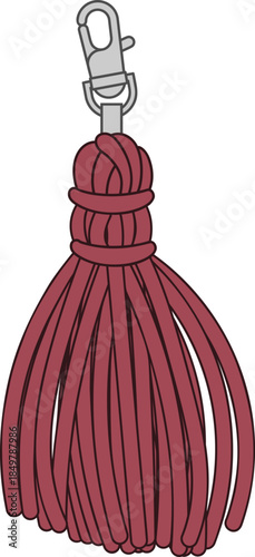 Maroon tassel with metal swivel clasp design
