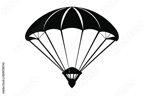 parachute silhouette line art vector illustration