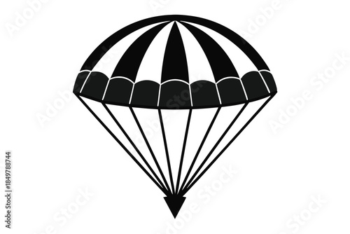 parachute silhouette line art vector illustration