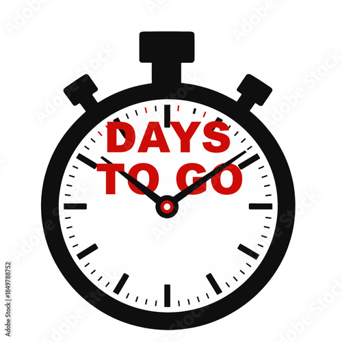 Countdown timer with bold red days to go text