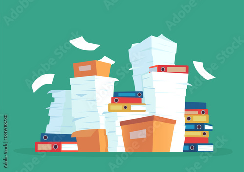 Overwhelming paperwork creating huge piles of office documents
