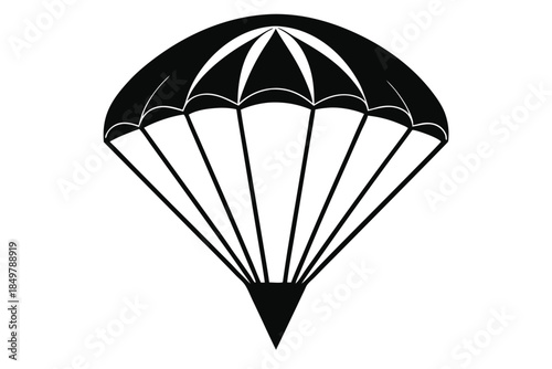 parachute silhouette line art vector illustration