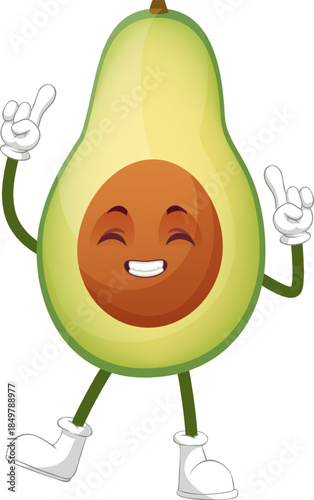 Avocado cartoon character having a great idea