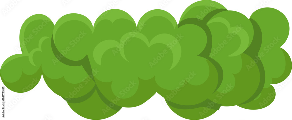 Fototapeta premium Green cartoon explosion cloud isolated on white