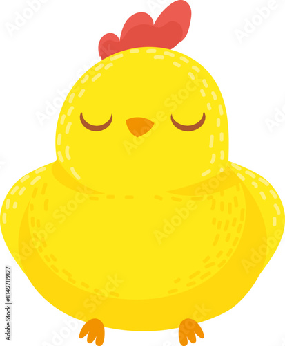 Cute sleeping yellow baby chick cartoon illustration