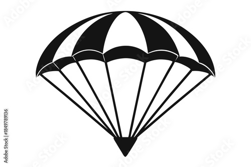 parachute silhouette line art vector illustration