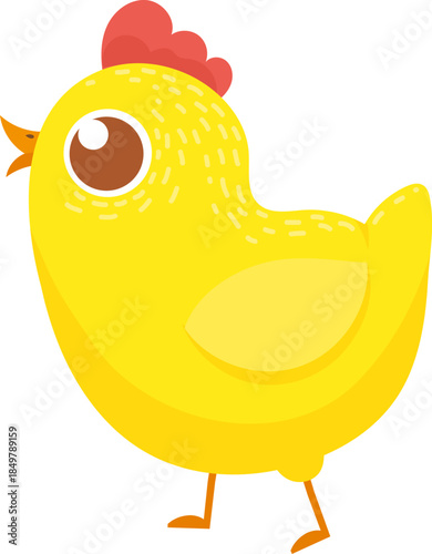 Little yellow chick standing vector illustration