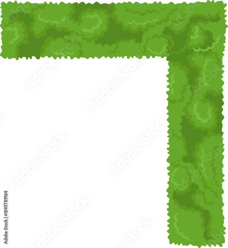 Green hedge border forming corner with copy space