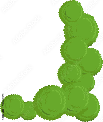 Green garden bushes forming organic border illustration