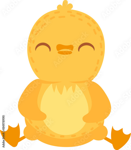 Cute cartoon chick sitting and smiling illustration