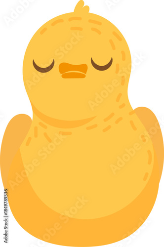 Yellow baby chick meditating peacefully with closed eyes