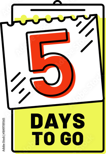 Five days remaining calendar page countdown illustration