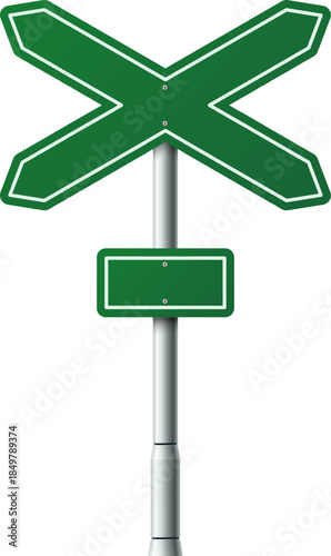 Blank green directional signs on a pole providing information