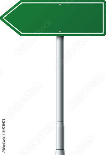 Green blank arrow road sign pointing left