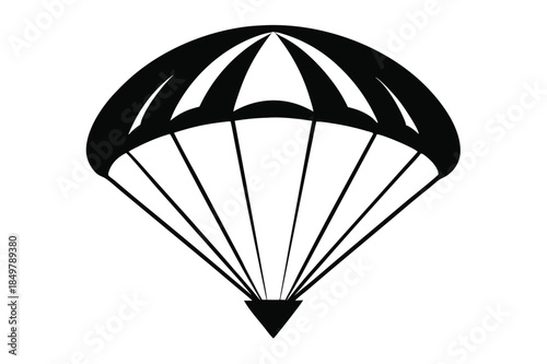 parachute silhouette line art vector illustration