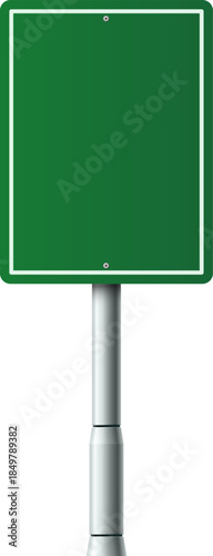Blank green road sign providing custom information space