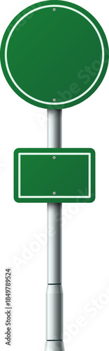 Blank green road signs on pole providing empty space