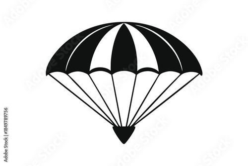 parachute silhouette line art vector illustration