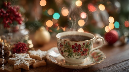 Wallpaper Mural cup of coffee with christmas cookies Torontodigital.ca