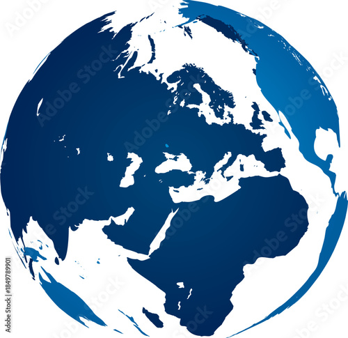 Blue Earth globe showing continents of Europe