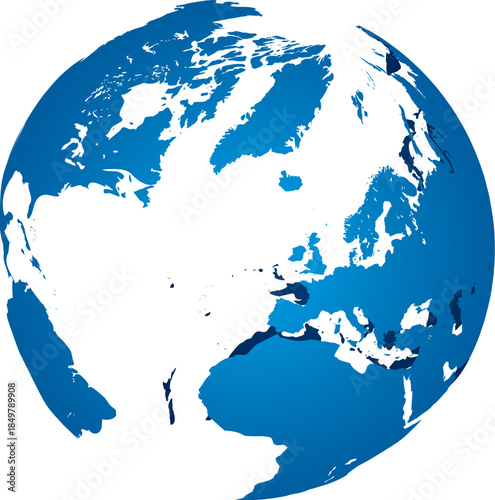 Global blue earth spinning showing Europe and Africa