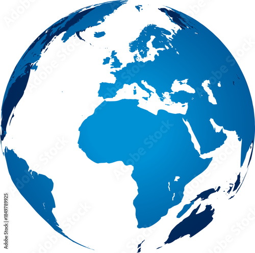 Blue global sphere representing interconnected world geography